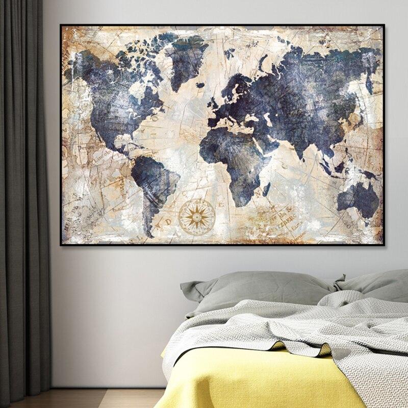 Pintura Vintage De Mapa-Múndi