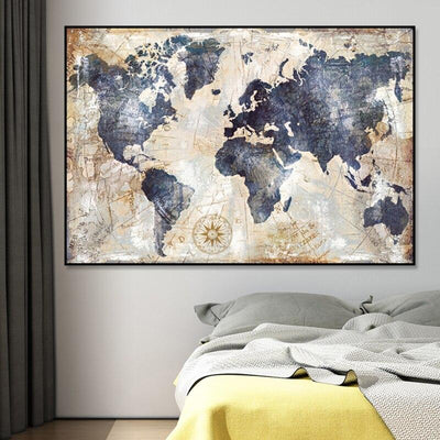 Pintura Vintage De Mapa-Múndi