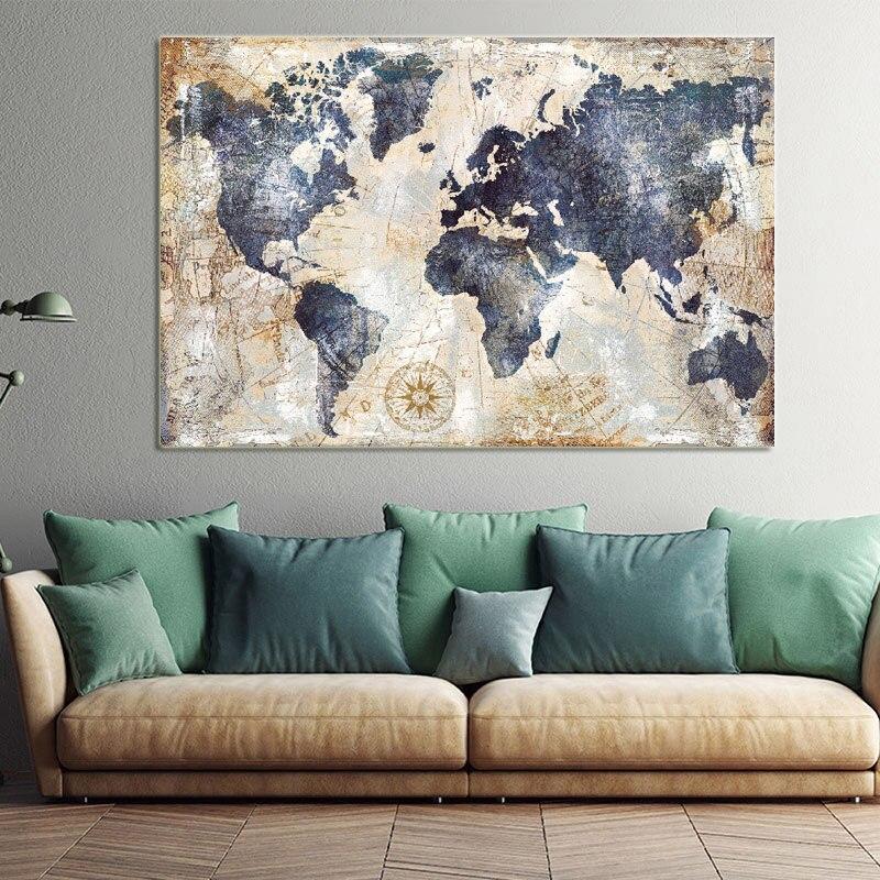 Pintura Vintage De Mapa-Múndi