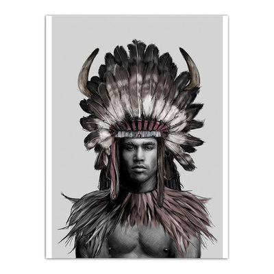 Pintura Vintage Indiana Em Preto E Branco