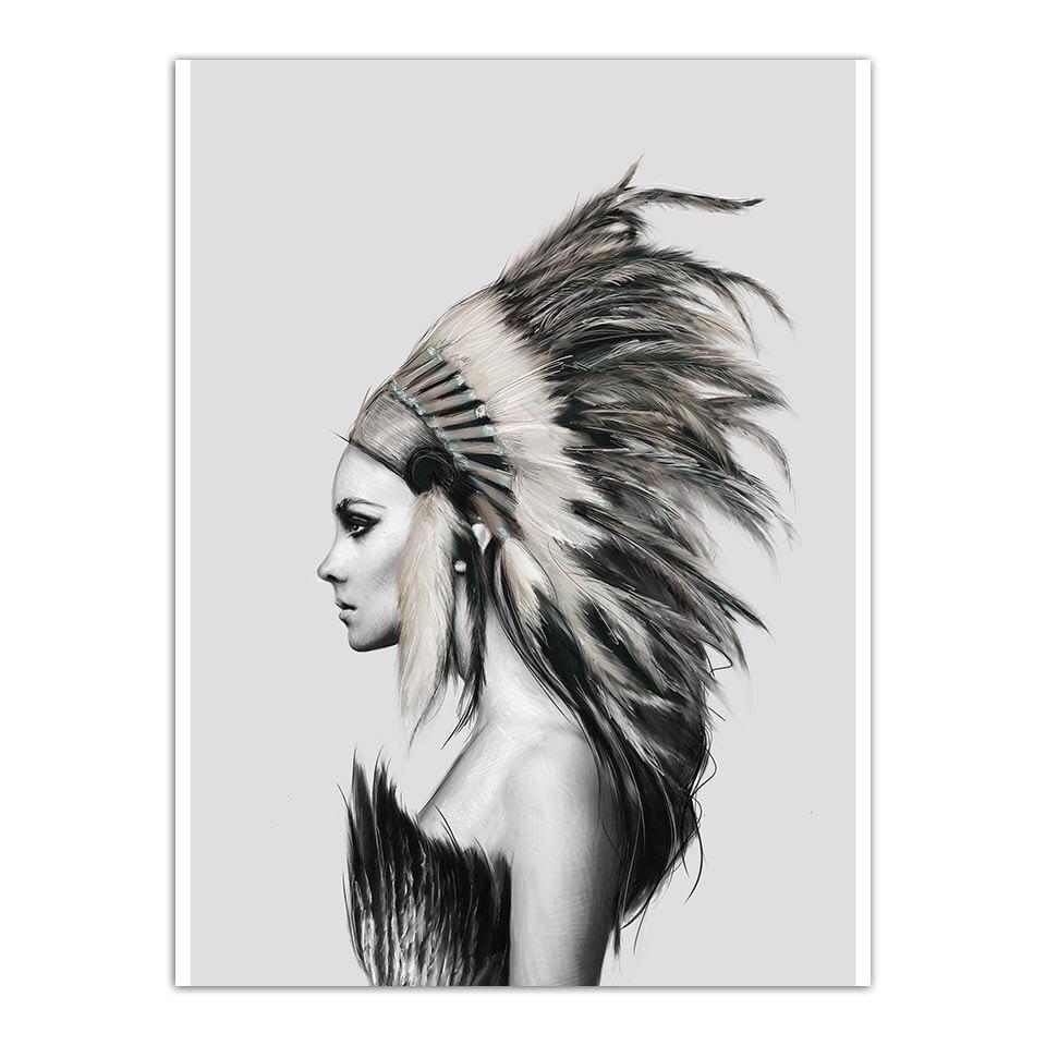 Pintura Vintage Indiana Em Preto E Branco