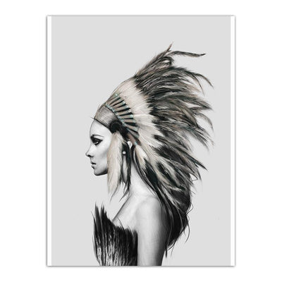 Pintura Vintage Indiana Em Preto E Branco