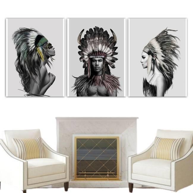 Pintura Vintage Indiana Em Preto E Branco