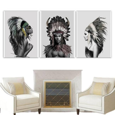 Pintura Vintage Indiana Em Preto E Branco