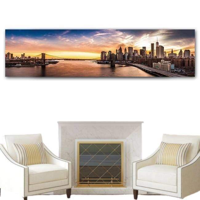 Pintura Vintage Ponte Do Brooklyn Em Nova York