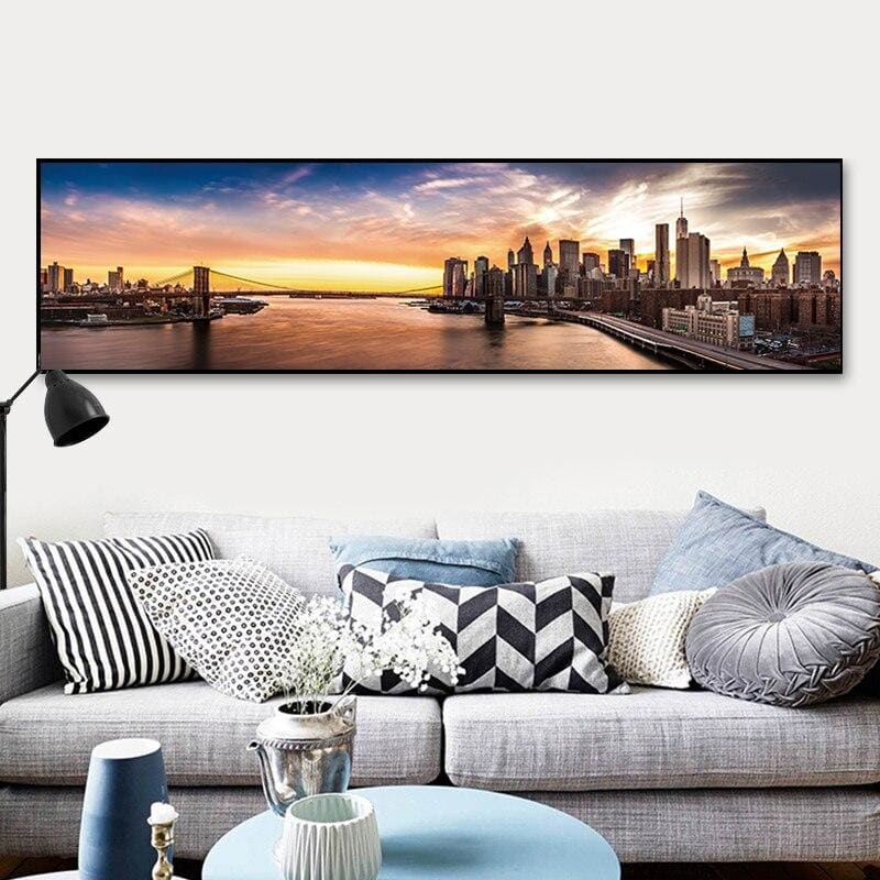 Pintura Vintage Ponte Do Brooklyn Em Nova York