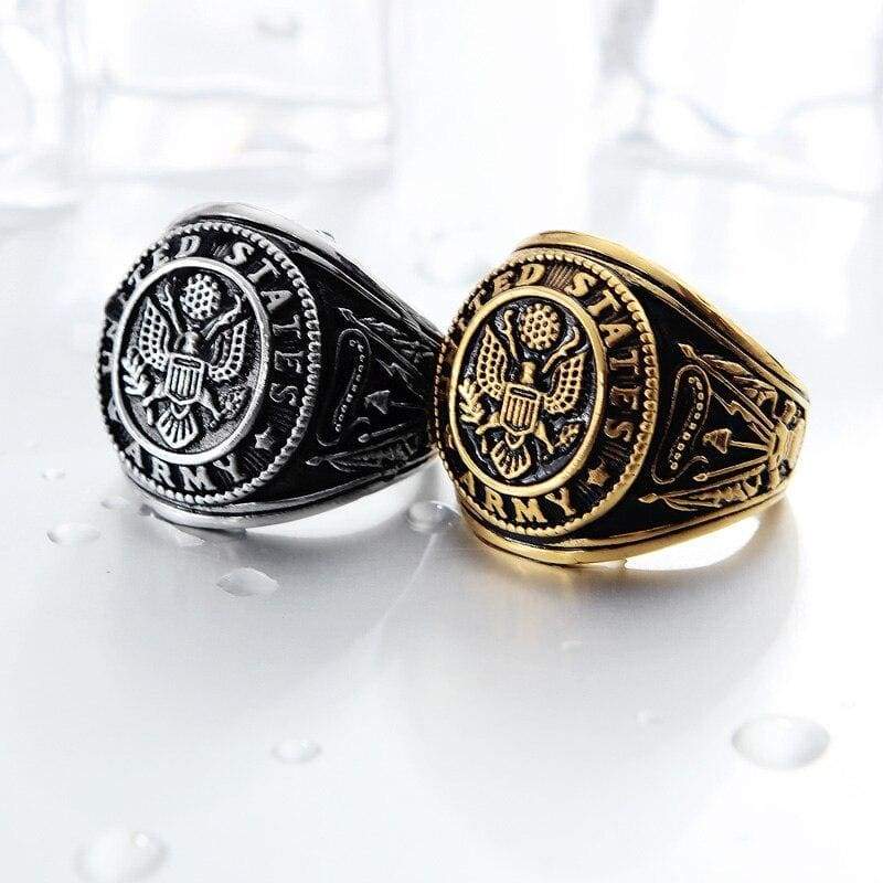Anel Vintage Masculino Do Exército Dos Eua