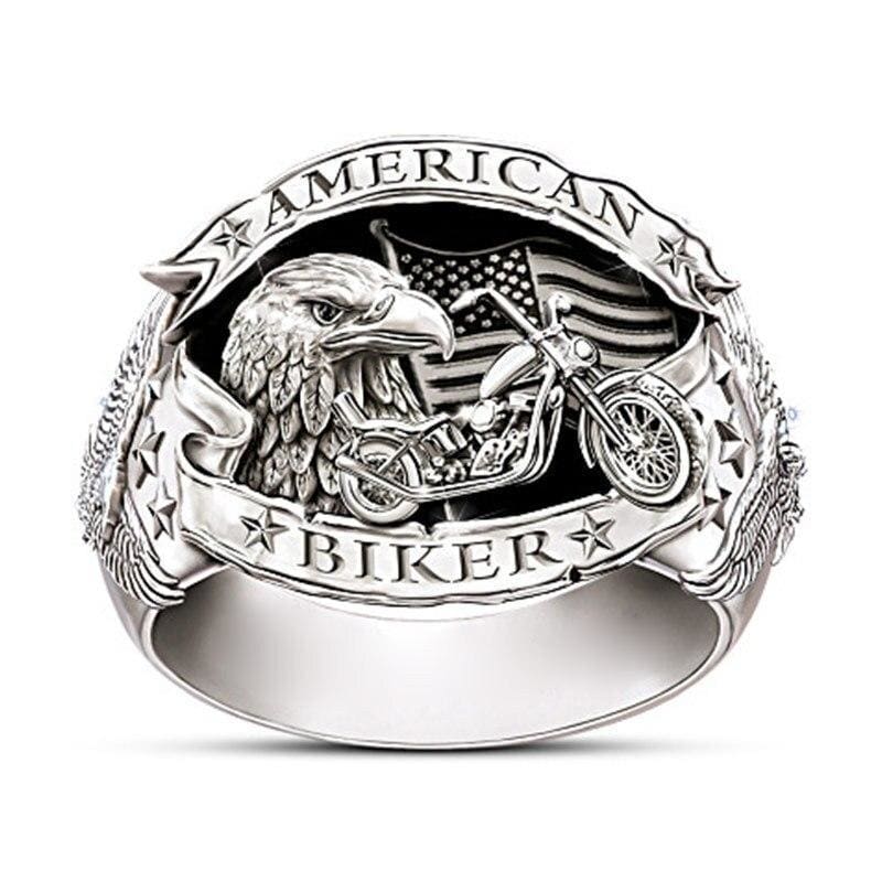 Anel De Motociclista Americano Vintage