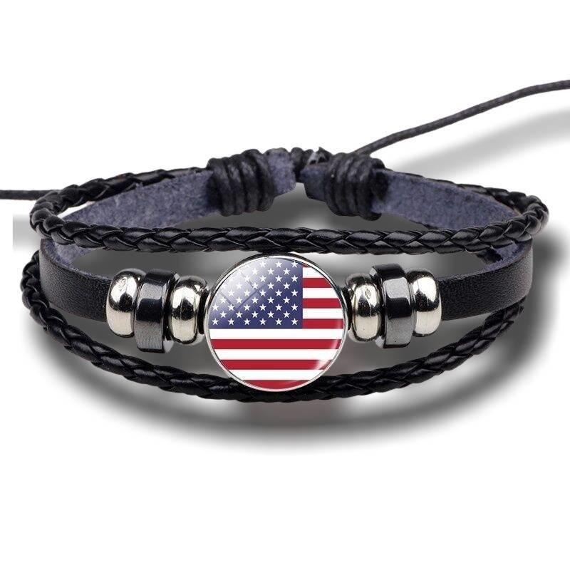 Bracelete Vintage Com Bandeira Dos Eua