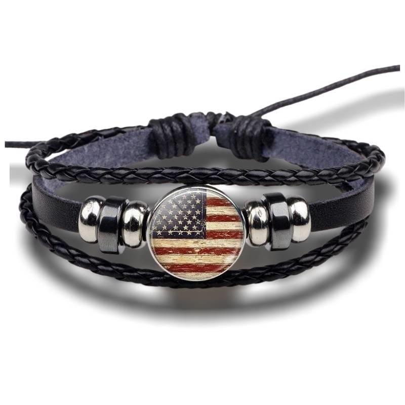 Bracelete Vintage Com Bandeira Dos Eua