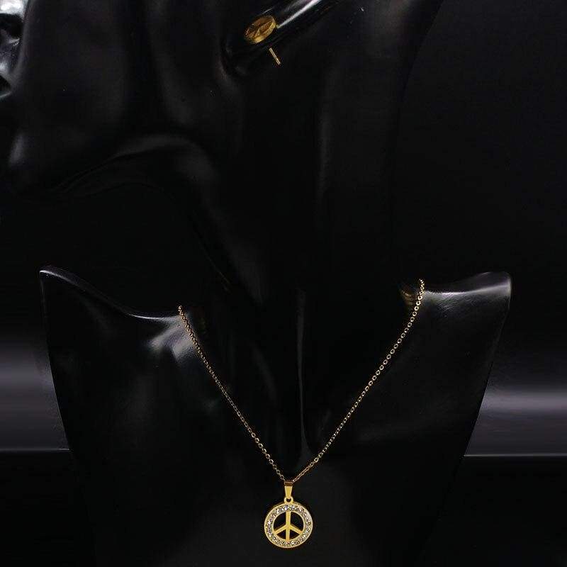 Colar Vintage Paz E Amor Ouro