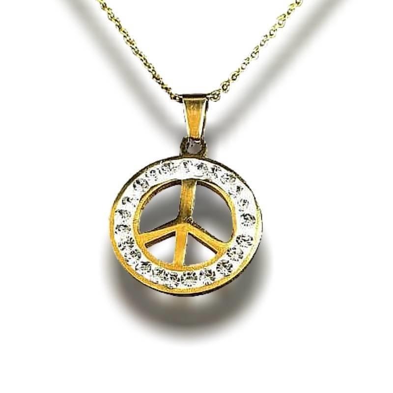 Colar Vintage Paz E Amor Ouro