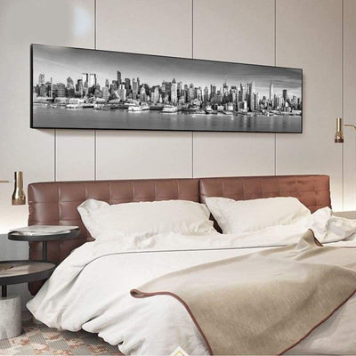 Pintura Grande Vintage Em Preto E Branco De Nova York