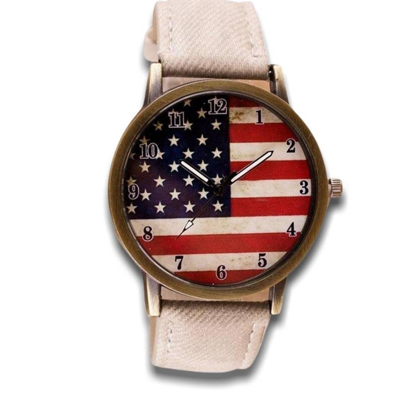 Relógio Vintage Com Bandeira Americana