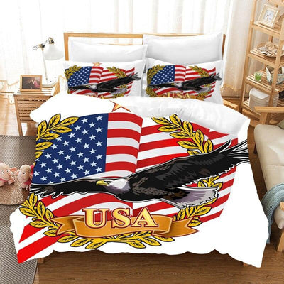 Jogo De Cama Com Bandeira Americana Vintage