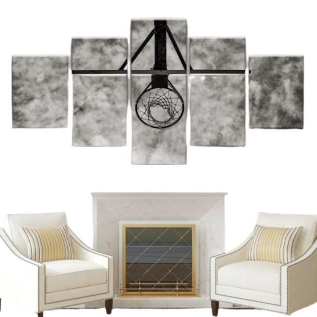 Pintura Preto E Branco Vintage De Basquete