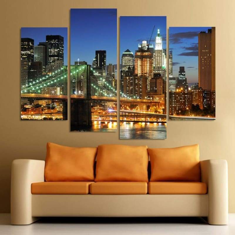 Pintura Vintage Da Ponte Do Brooklyn