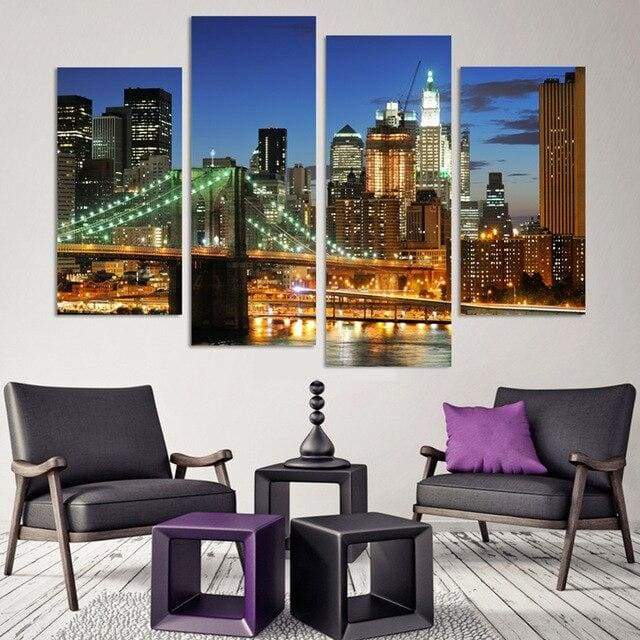 Pintura Vintage Da Ponte Do Brooklyn