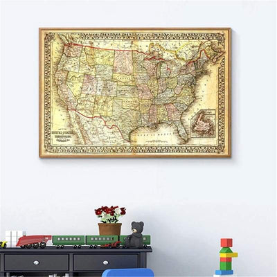 Quadro-Negro De Mapa Antigo Dos Estados Unidos