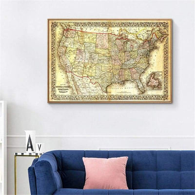 Quadro-Negro De Mapa Antigo Dos Estados Unidos