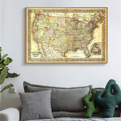 Quadro-Negro De Mapa Antigo Dos Estados Unidos