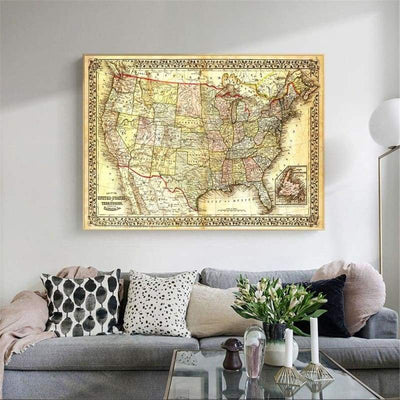 Quadro-Negro De Mapa Antigo Dos Estados Unidos