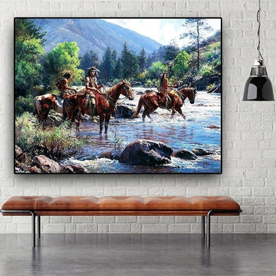 Pintura Vintage De Cavalo Indiano