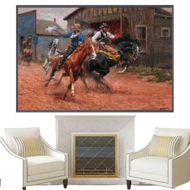 Pintura Vintage De Vaqueiro Ocidental