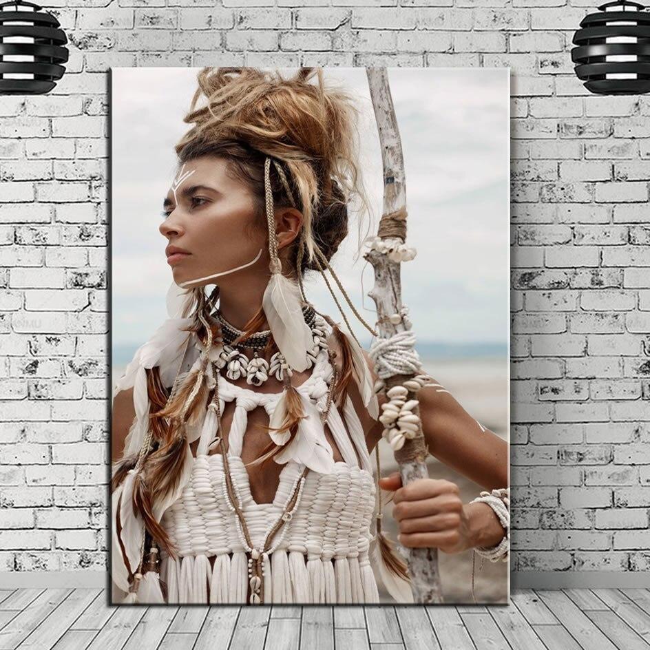 Pintura Vintage De Mulher Nativa Americana