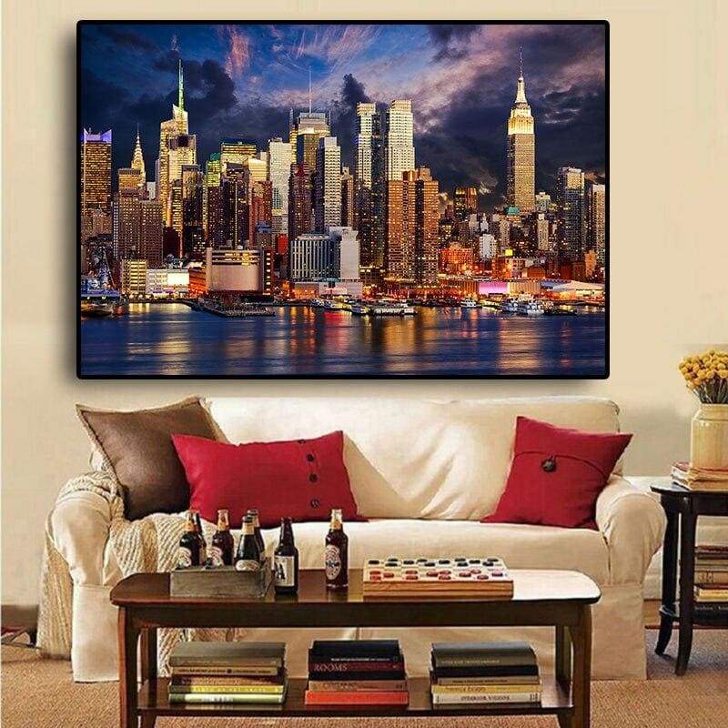 Pintura Vintage Gigante De Nova York