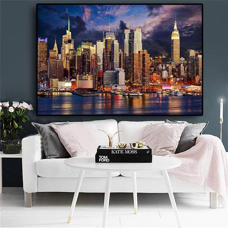 Pintura Vintage Gigante De Nova York