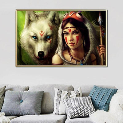 Pintura Vintage De Lobo Indiano