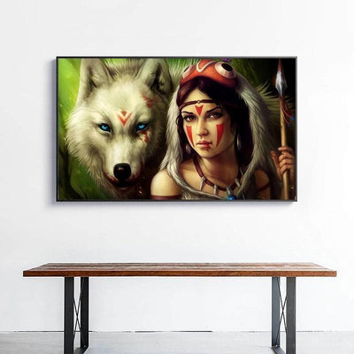 Pintura Vintage De Lobo Indiano