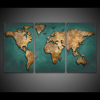 Pintura Vintage De Mapa-Múndi