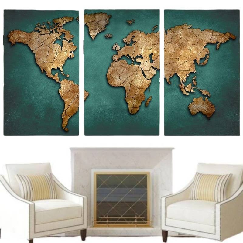 Pintura Vintage De Mapa-Múndi