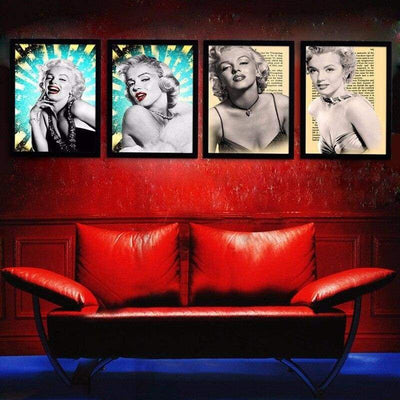 Pintura Vintage Em Preto E Branco De Marilyn Monroe