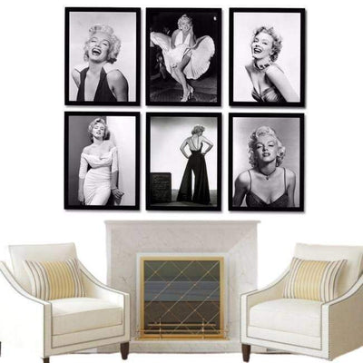 Pintura Vintage Em Preto E Branco De Marilyn Monroe