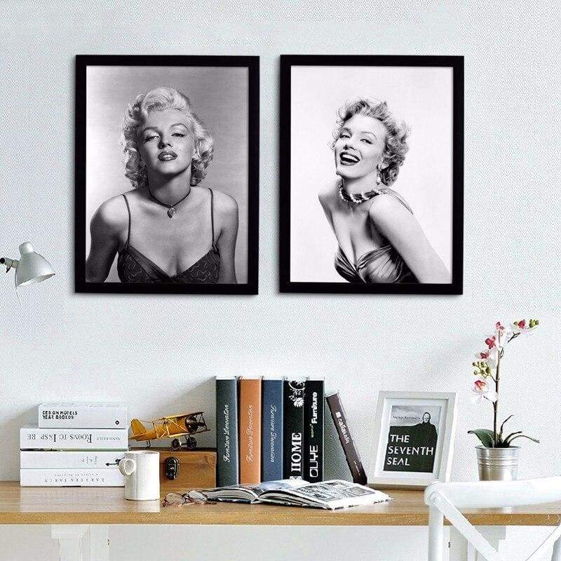 Pintura Vintage Em Preto E Branco De Marilyn Monroe