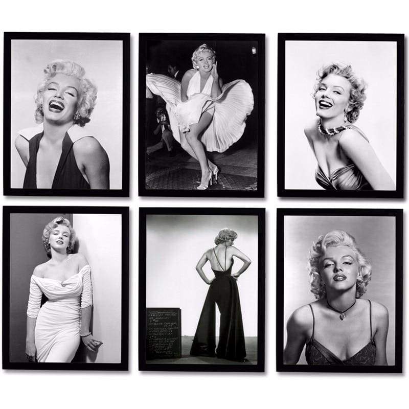 Pintura Vintage Em Preto E Branco De Marilyn Monroe