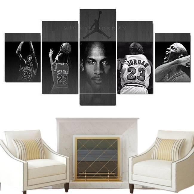 Pintura Vintage Em Preto E Branco De Michael Jordan