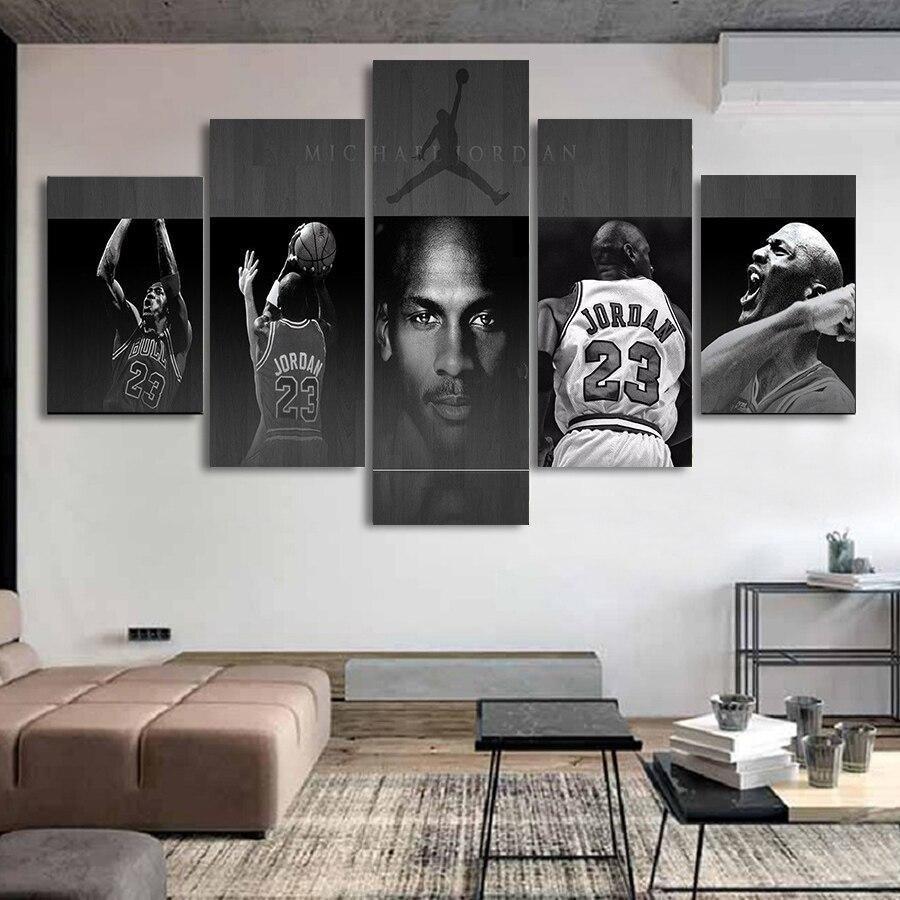 Pintura Vintage Em Preto E Branco De Michael Jordan