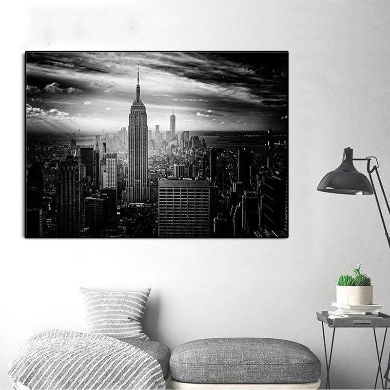 Pintura Vintage Em Preto E Branco De Nova York
