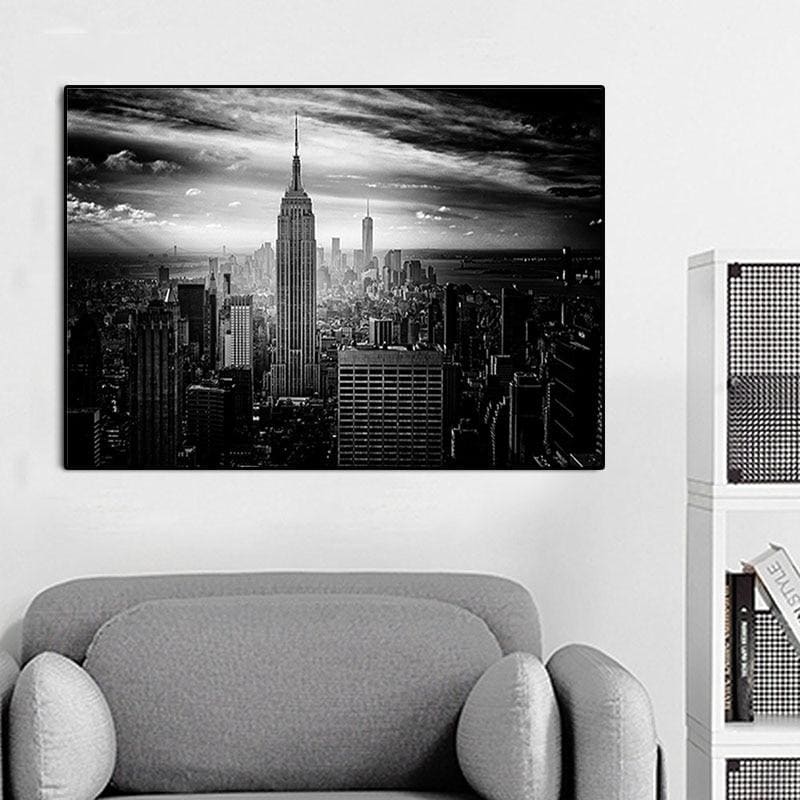 Pintura Vintage Em Preto E Branco De Nova York