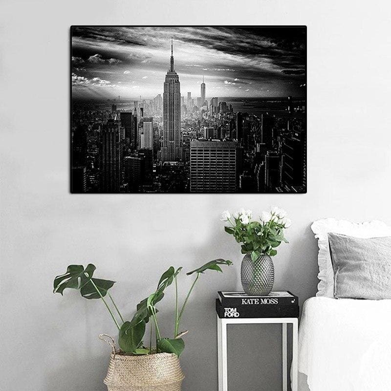 Pintura Vintage Em Preto E Branco De Nova York
