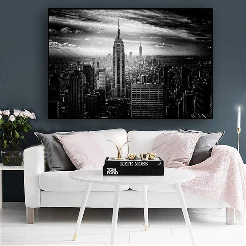Pintura Vintage Em Preto E Branco De Nova York