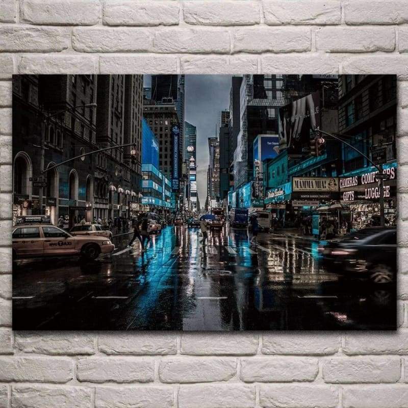 Pintura Vintage Nova York Na Chuva