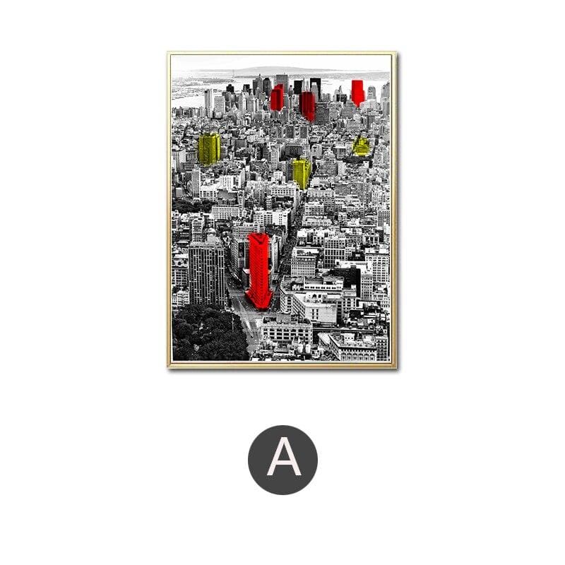 Pintura Vintage Vermelha E Cinza De Nova York