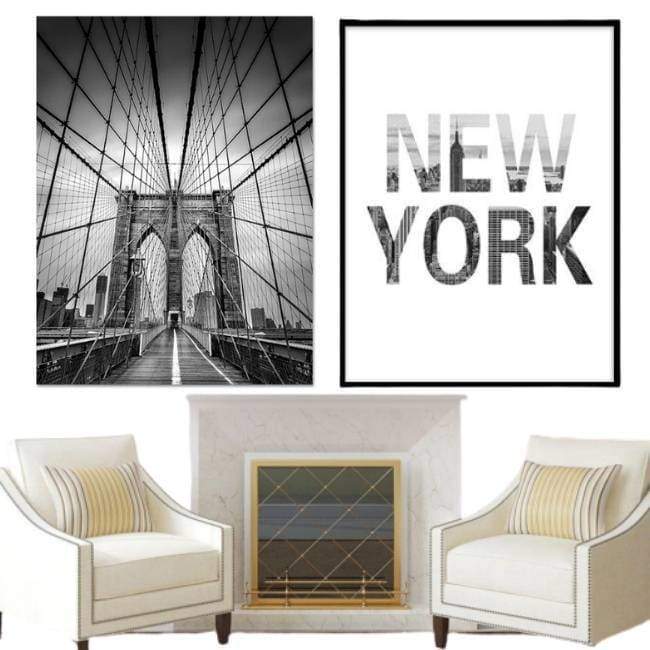 Pintura Vintage Nova York Manhattan Bridge