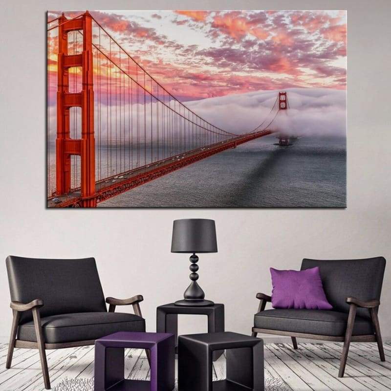 Pintura Vintage Da Ponte De São Francisco