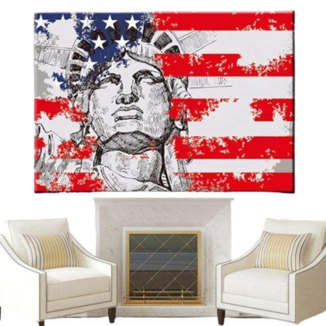 Pintura Vintage Da Estátua Da Liberdade